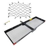 Reese 60x20 Hitch Cargo Carrier Bundle – Cargo Net & J‑Pin Lock Reese 60×20 hitch cargo carrier bundle with 500 lb basket, cargo net, J‑Pin anti‑rattle lock for 2″ receiver