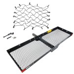 Reese 60x20 Hitch Cargo Carrier Bundle – Net & Dog‑Bone Lock Reese 60×20 hitch cargo carrier bundle with 500 lb steel basket, cargo net, dog‑bone lock for 2″ receiver