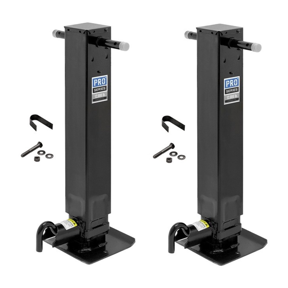 Heavy-Duty 12,000 lb Pro Series Square Trailer Jack Set (2 Pack) Pro Series 12K Square Trailer Jacks – Sidewind Handle, Spring Return, Weld-On