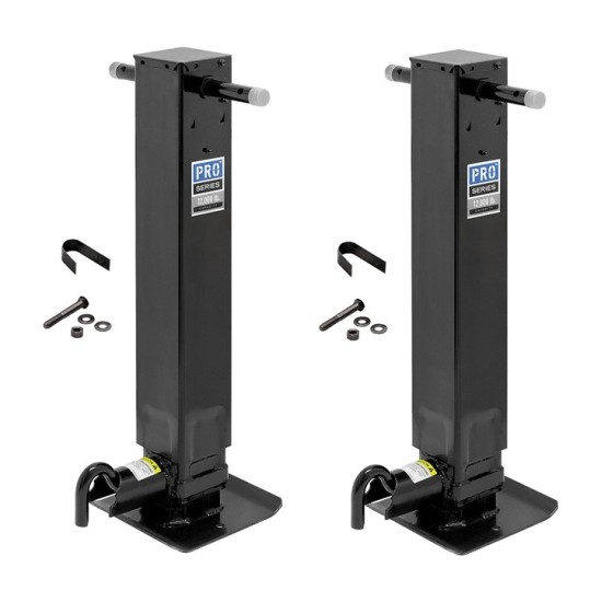 Heavy-Duty 12,000 lb Pro Series Square Trailer Jack Set (2 Pack) Pro Series 12K Square Trailer Jacks – Sidewind Handle, Spring Return, Weld-On