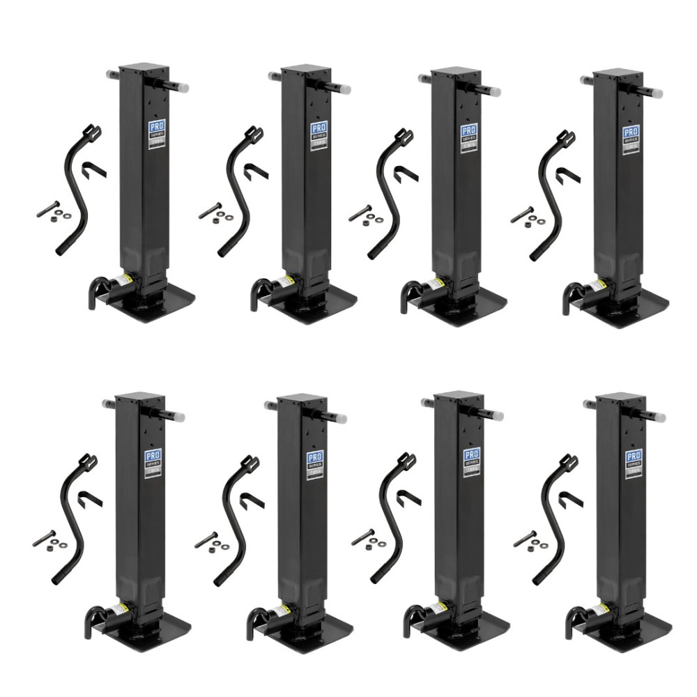 Pro Series 12K Square Trailer Jacks, 8-Pack, Weld-On, Sidewind Crank