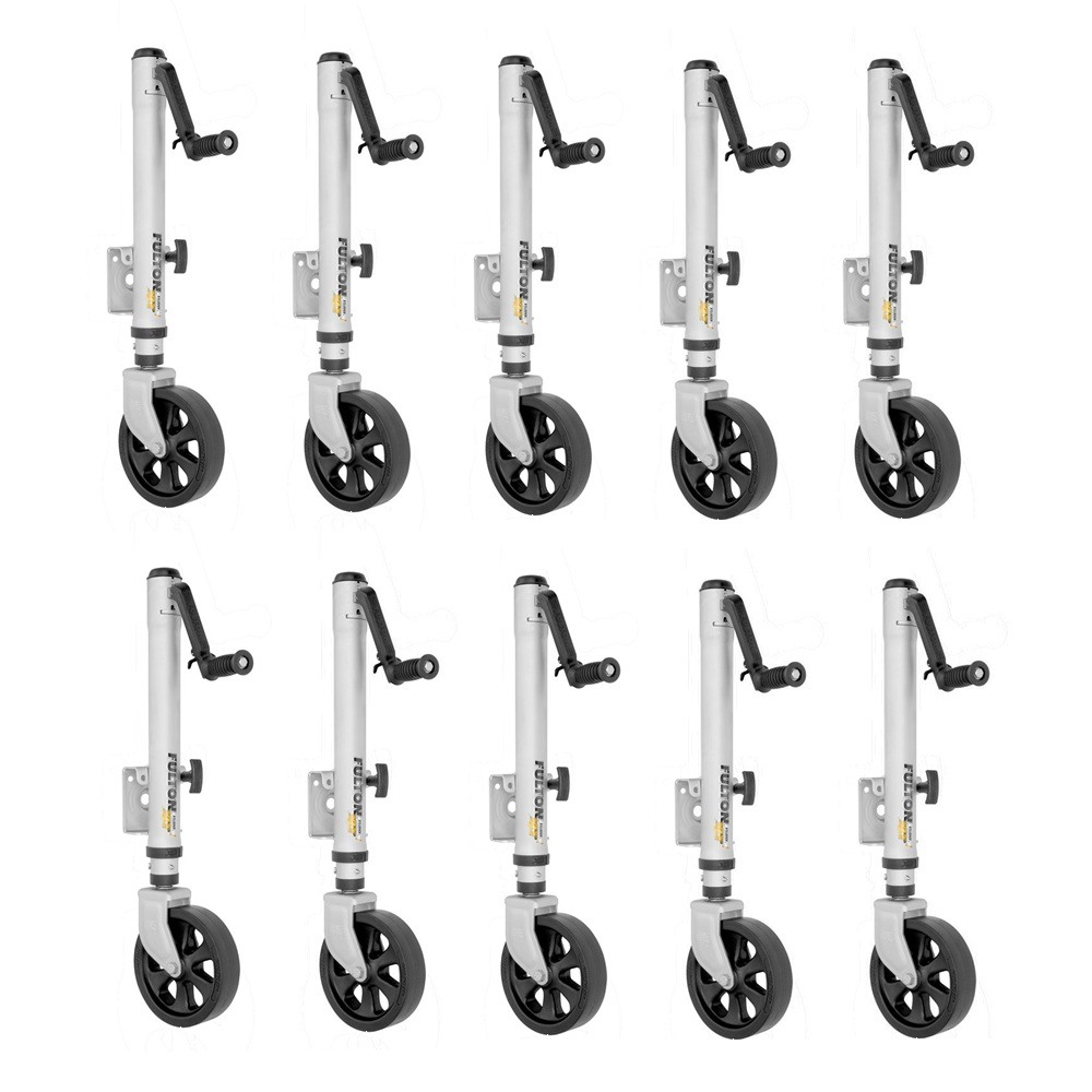 Fulton 1.5K XLT Marine Swivel Jacks with 12" Travel – 10-Pack Fulton XLT 1.5K Swivel Trailer Jacks Bundle with 12 Inch Travel and Sidewind Handle