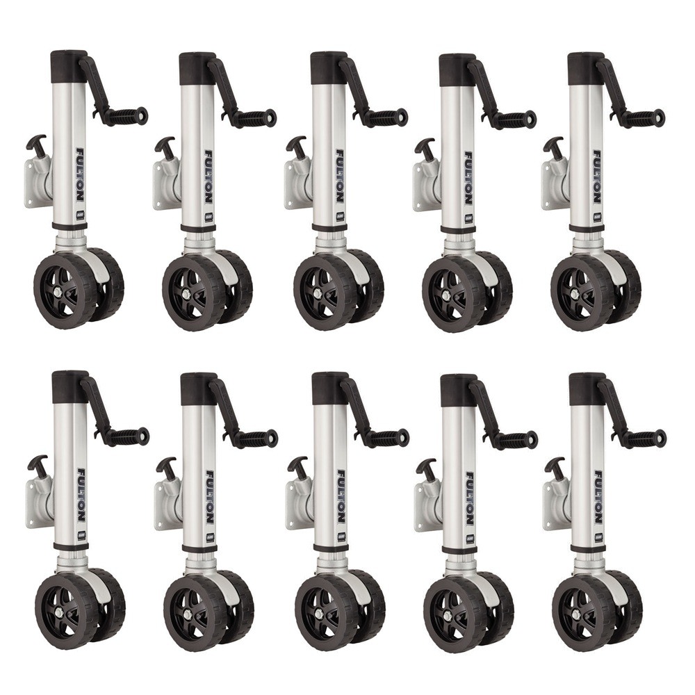 Fulton 1,600 lb Capacity F2 Trailer Jack Bundle with Dual Wheels and Sidewind Fulton 1.6K F2 Marine Trailer Jack with Dual 7" Wheels and Side Mount – 10-Pack