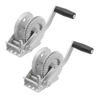 2-Pack Fulton 1,300 lb Marine Trailer Winches with 8-inch Manual Handle in Clear Zinc Finish