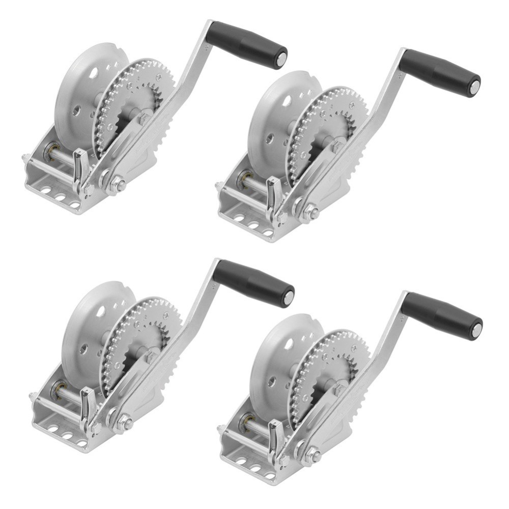Fulton 4-pack 1,300 lb marine trailer winches with 8in manual handle, silver finish