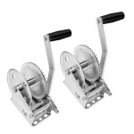 Fulton 2-Pack 1,500 lb Single-Speed Marine Trailer Winch with 8″ Handle – No Strap