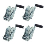Fulton marine trailer winch 1.5K capacity clear zinc finish with 8″ crank handle, 4-pack