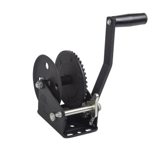 Fulton 1.5K Single-Speed Trailer Winch with Strap & Handle Black Zinc Fulton single-speed trailer winch 1500 lb with 20 ft strap and 8 in handle, black zinc