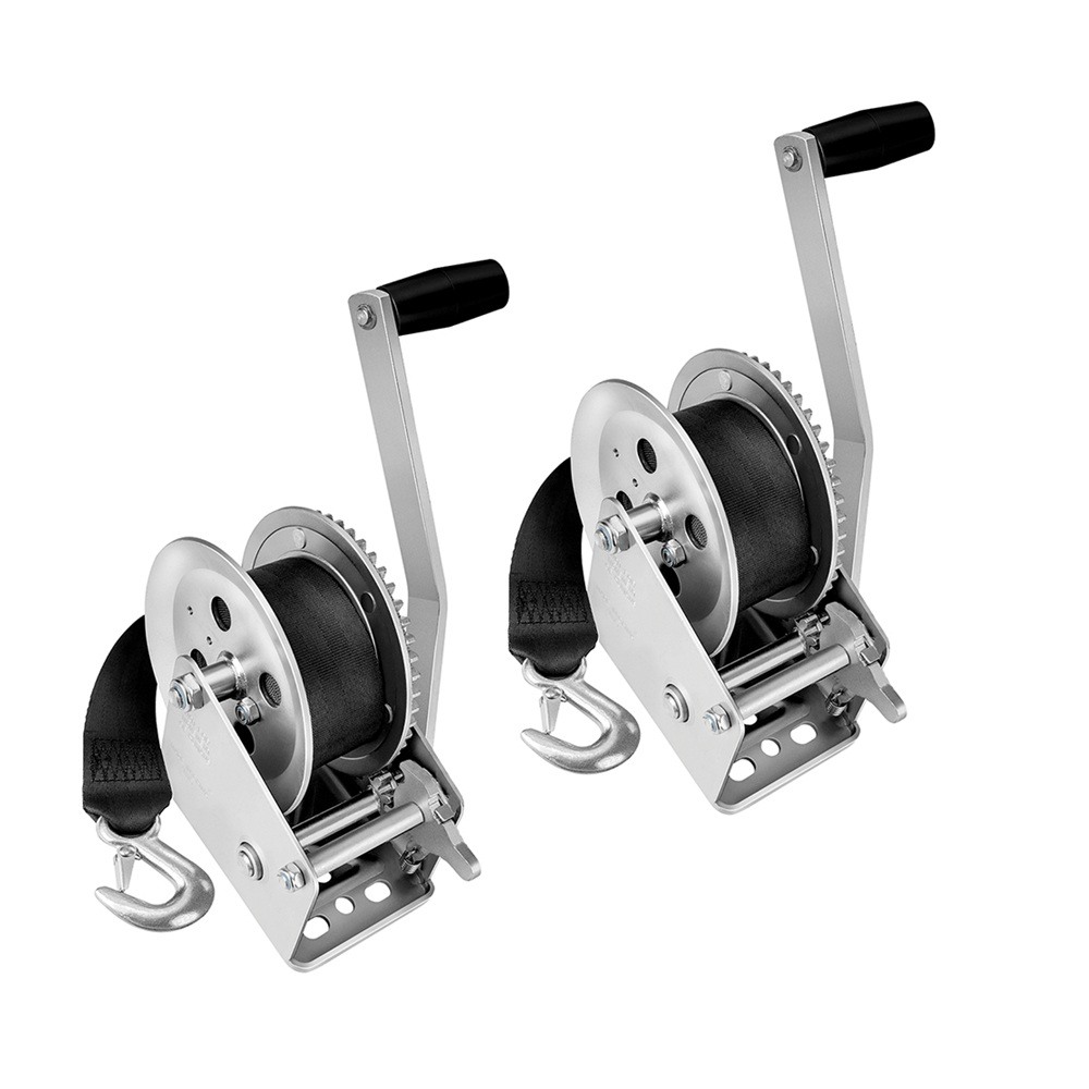 Fulton Marine Winch Bundle – 2x 1800 lb Single-Speed with Strap & Handle Fulton 1,800 lb Marine Trailer Winch with 20 ft Strap and 8 in Handle – 2 Pack