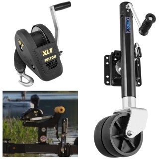 Fulton XLT Boat Trailer Winch 1500 lbs + XP Trailer Jack 1500 lbs Lift Dual Wheel 5 Year Warranty + Hardware Bolt-On Side Mount Fulton XLT Boat Trailer Winch 1500 lbs + XP Trailer Jack 1500 lbs Lift Dual Wheel 5 Year Warranty + Hardware Bolt-On Side Mount