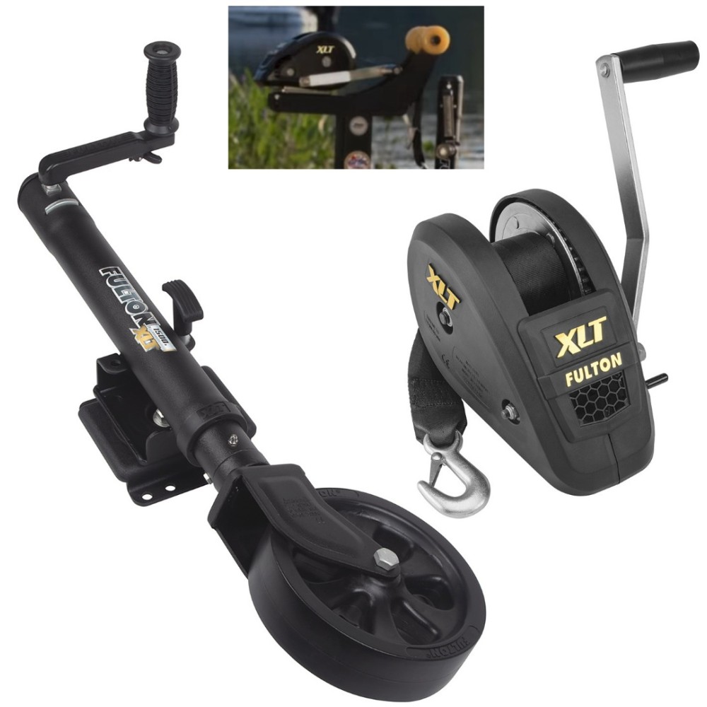 Fulton XLT Boat Trailer Winch 1800 lbs + Tactical Black Trailer Jack Sharkskin Saltwater Tested 1500 lbs 5 Year Warranty + Hardware Bolt-On Side Mount Fulton XLT Boat Trailer Winch 1800 lbs + Tactical Black Trailer Jack Sharkskin Saltwater Tested 1500 lbs 5 Year Warranty + Hardware Bolt-On Side Mount