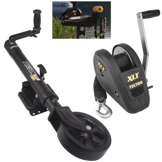 Fulton XLT Boat Trailer Winch 1800 lbs + Tactical Black Trailer Jack Sharkskin Saltwater Tested 1500 lbs 5 Year Warranty + Hardware Bolt-On Side Mount Fulton XLT Boat Trailer Winch 1800 lbs + Tactical Black Trailer Jack Sharkskin Saltwater Tested 1500 lbs 5 Year Warranty + Hardware Bolt-On Side Mount