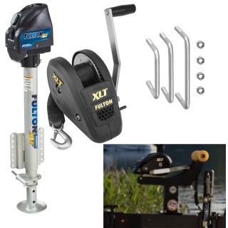 Fulton XLT Boat Trailer Winch 1800 lbs + XLT Powered Electric Trailer Jack 2500 lbs 5 Year Warranty + Hardware Bolt-On Side Mount Fulton XLT Boat Trailer Winch 1800 lbs + XLT Powered Electric Trailer Jack 2500 lbs 5 Year Warranty + Hardware Bolt-On Side Mount