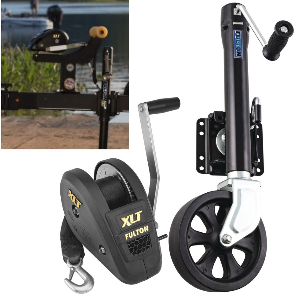 Fulton XLT Boat Trailer Winch 1800 lbs + XP Trailer Jack 1500 lbs 5 Year Warranty + Hardware Bolt-On Side Mount Fulton XLT Boat Trailer Winch 1800 lbs + XP Trailer Jack 1500 lbs 5 Year Warranty + Hardware Bolt-On Side Mount