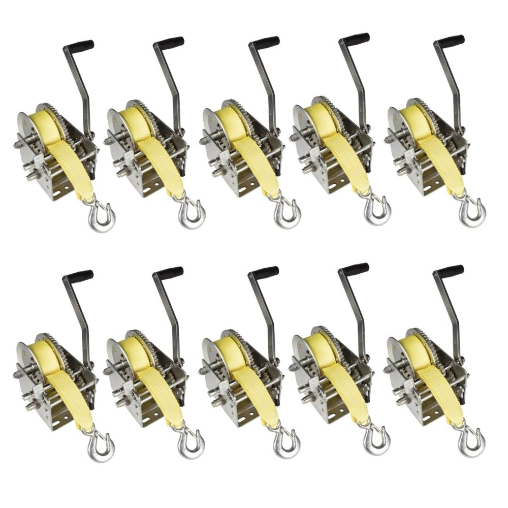 Fulton 3.2K Two-Speed Heavy Duty Trailer Winch with Strap and Handle – 10 Pack