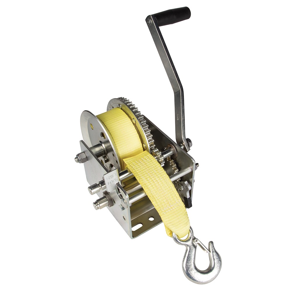 Fulton 3.2K Two-Speed Trailer Winch with Strap and Handle – 8 Pack
