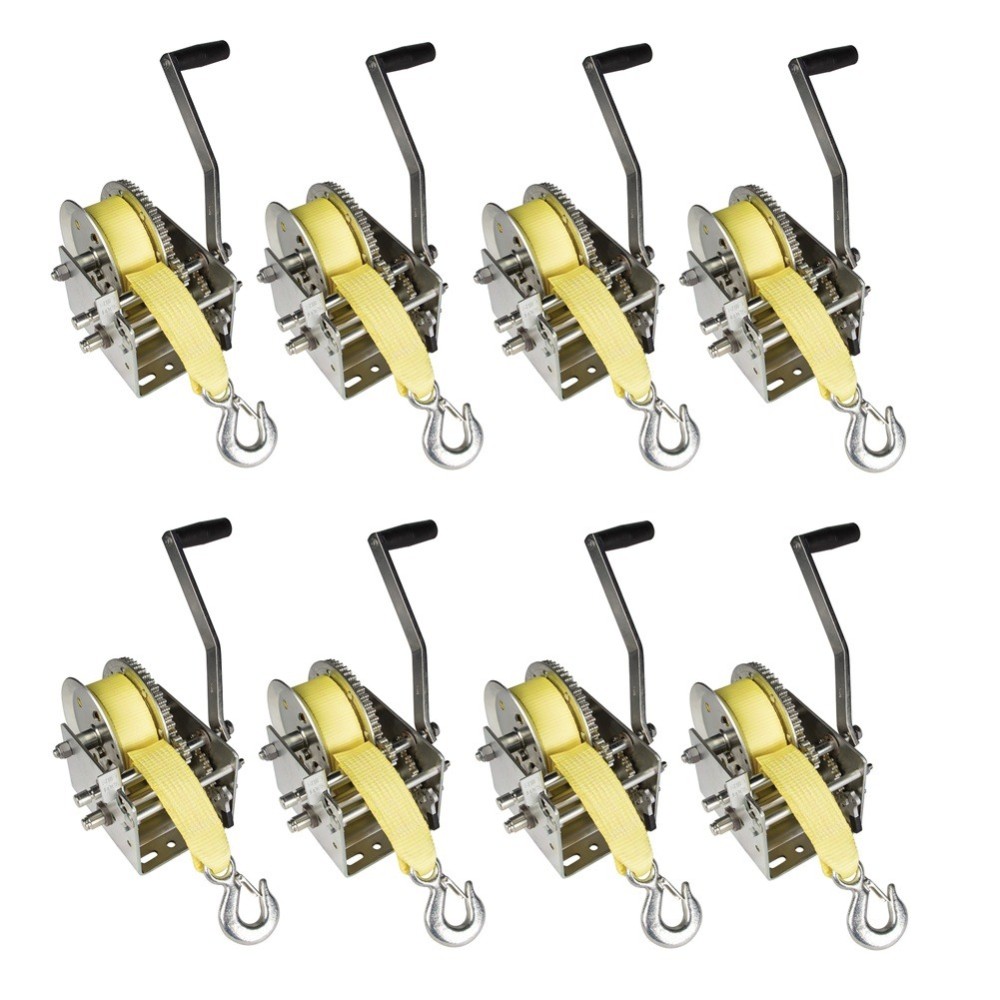 Fulton 3.2K Two-Speed Trailer Winch with Strap and Handle – 8 Pack