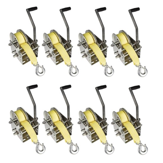 Fulton 3.2K Two-Speed Trailer Winch with Strap and Handle – 8 Pack
