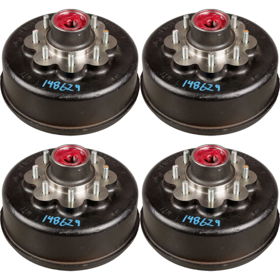 Lippert 8 K Tandem Axle Brake Drum & Hub Assembly 8 on 6.5 9/16 Studs – Set of 4, Dexter & AL-KO Compatible