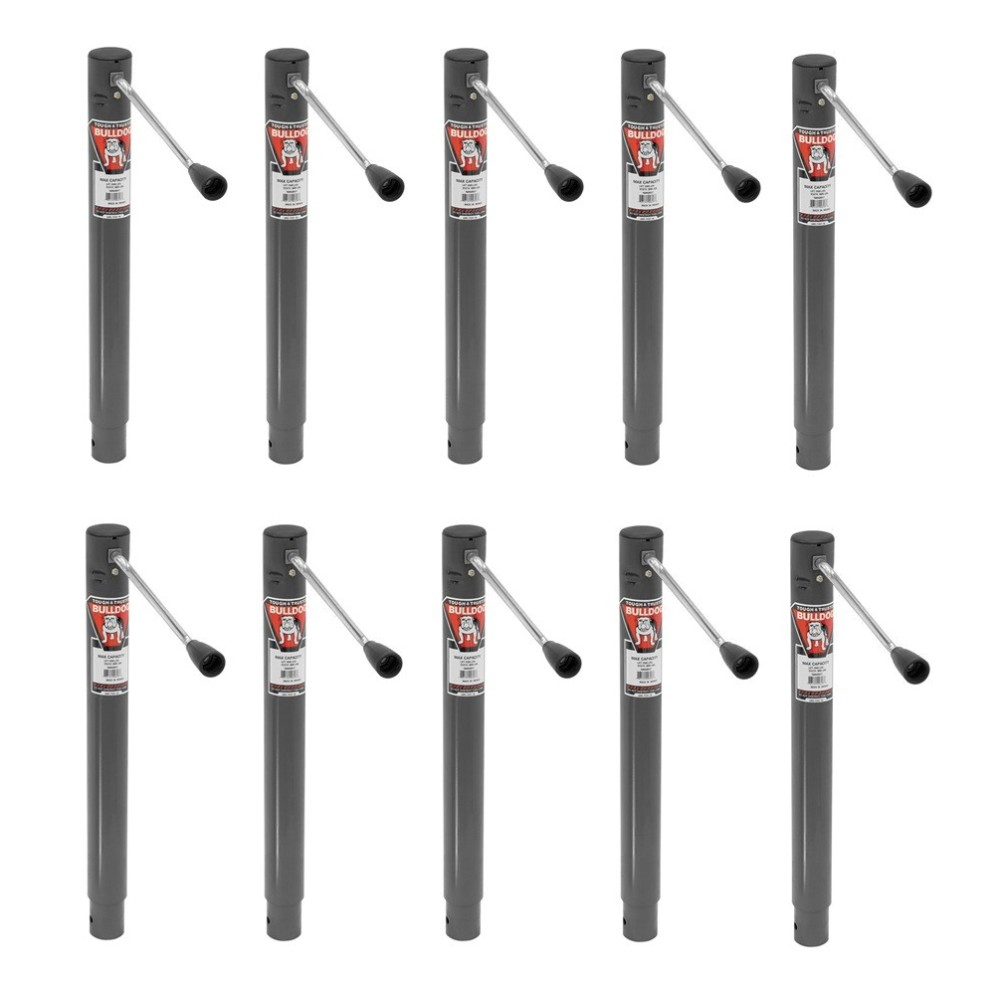 10x Bulldog 2,000 lb Round Trailer Jacks with A-Frame Mount and Sidewind Handle Bulldog 2K Round A-Frame Trailer Jack with 15 Inch Lift and Sidewind Handle – 10 Pack