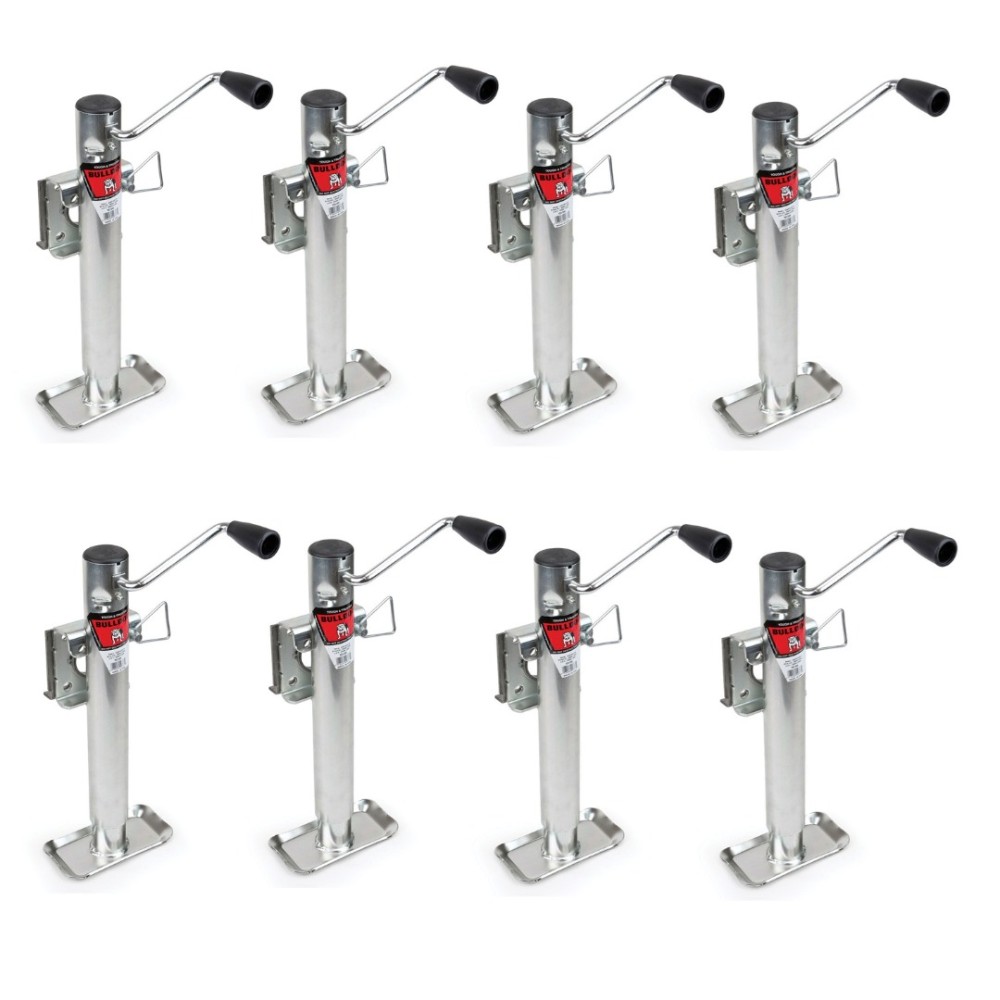Bulldog 8x 2K Sidewind Snap Ring Swivel Trailer Jacks 10" Lift Eight Bulldog 2K Sidewind Snap Ring Swivel Trailer Jacks with 10-inch Lift in Silver Zinc Finish