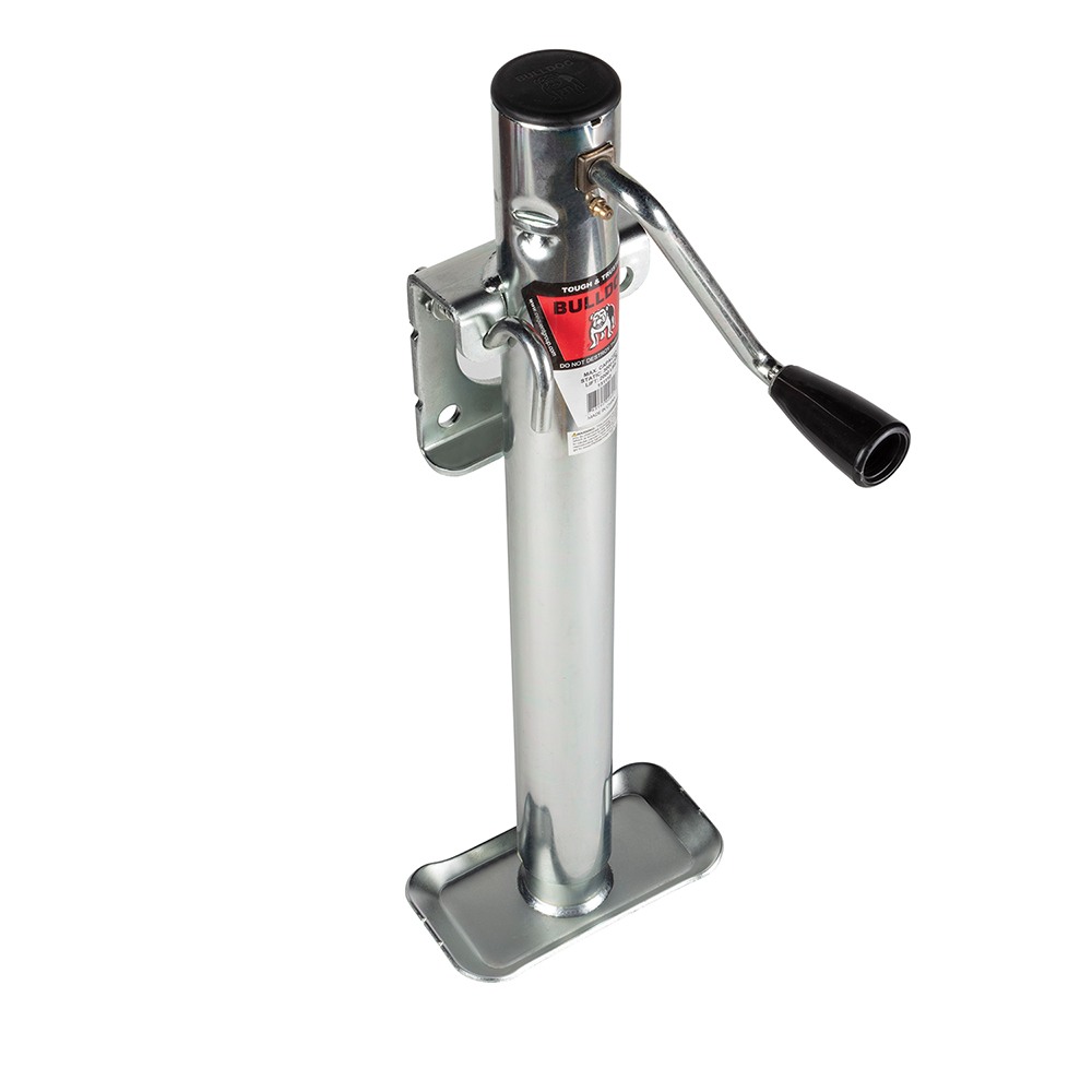 Bulldog 2,000 lb sidewind snap ring swivel trailer jack 15″ lift corrosion resistant