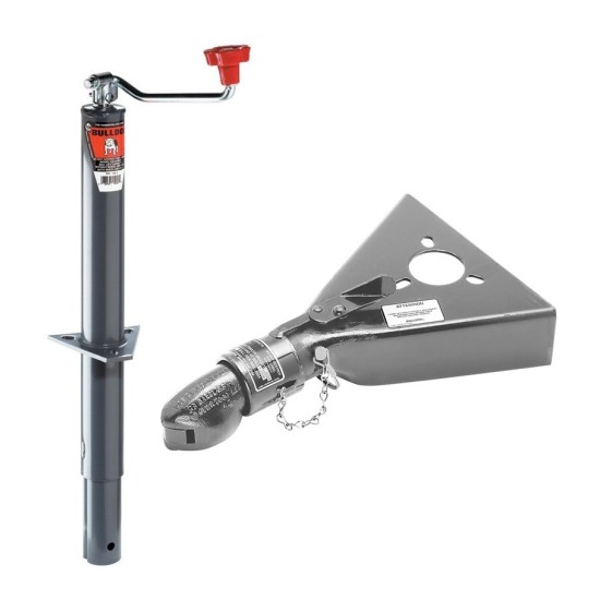 Bulldog 2K Jack + 7K Collar‑Lok Coupler Hitch Bundle bulldog 2k a‑frame topwind jack and 7k collar‑lok 2 inch coupler trailer bundle