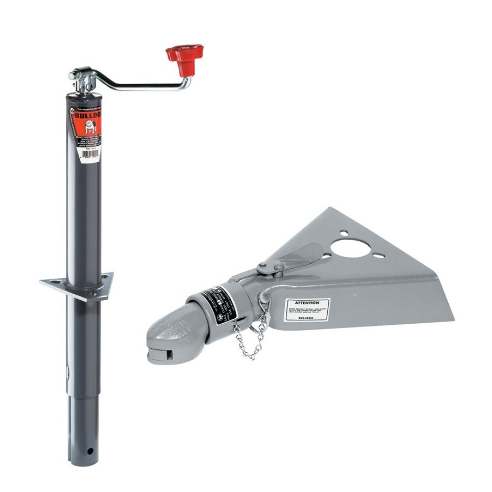 Bulldog 2,000 lb Round A‑Frame Topwind Trailer Jack & 12.5K Collar‑Lok™ Coupler Bulldog 2000 lb Round A‑Frame Topwind Trailer Jack with 12.5K Collar‑Lok™ Coupler for 2‑5/16″ Ball