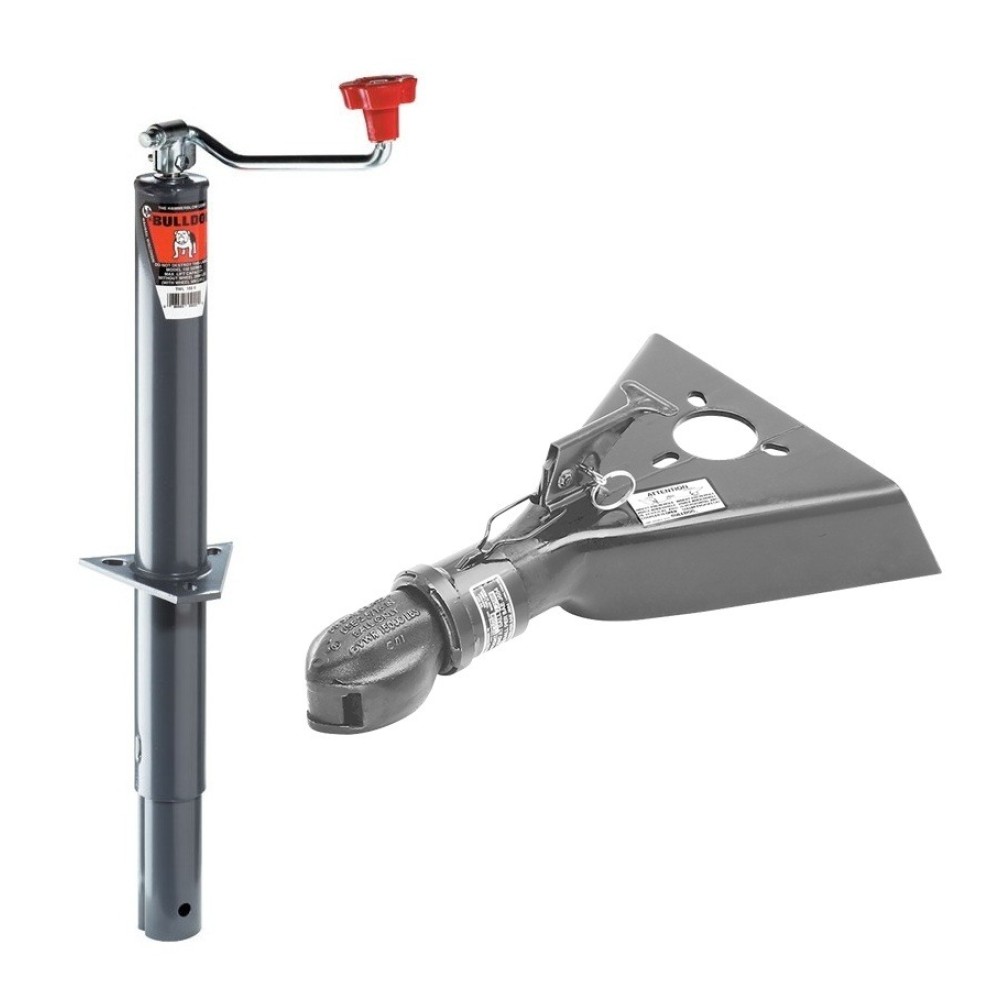 Bulldog 2K A‑Frame Topwind Trailer Jack & 15K Collar‑Lok Coupler Bulldog 2K Round A‑Frame Topwind Trailer Jack with 15K Collar‑Lok Coupler