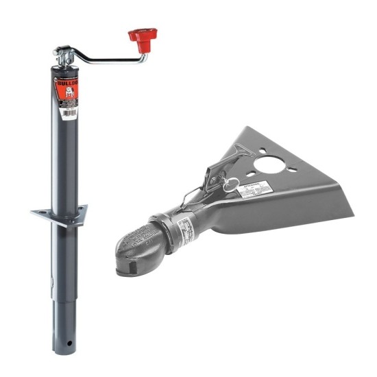 Bulldog 2K A‑Frame Topwind Trailer Jack & 15K Collar‑Lok Coupler Bulldog 2K Round A‑Frame Topwind Trailer Jack with 15K Collar‑Lok Coupler