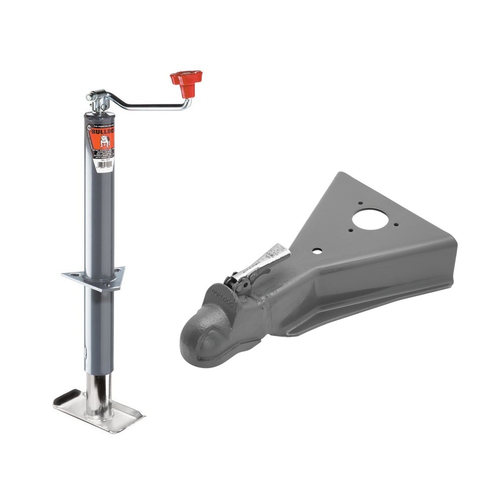 Bulldog 2K Topwind A-Frame Jack & 12.5K Cast-Head Coupler Bundle Bulldog 2000 lb A-Frame Topwind Trailer Jack with 12.5K Cast-Head Coupler