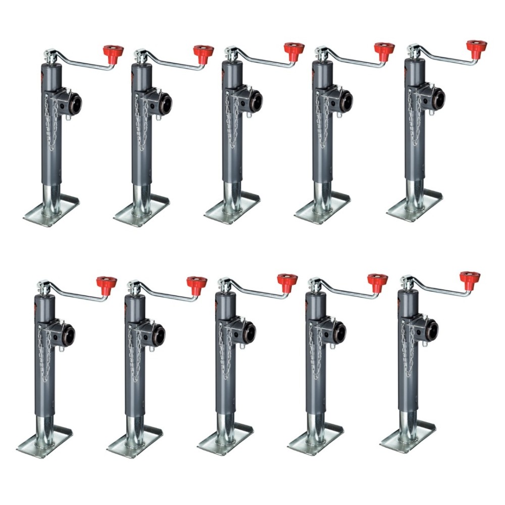 Bulldog 10-Pack 2,000 lb Round Swivel Trailer Jack 10″ Topwind Bulldog 10-Pack 2K Round Pipe Mount Swivel Trailer Jack 10 Inch Topwind