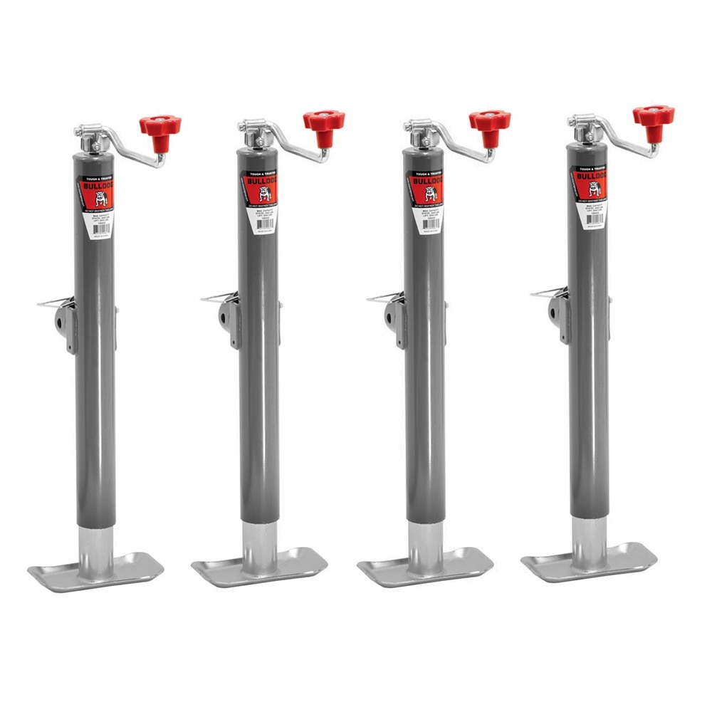 BULLDOG 2K Round Pipe Mount Swivel Trailer Jack 4-Pack – 15″ Lift BULLDOG 2K Round Pipe Mount Swivel Trailer Jack 4-Pack with 15 Inch Lift Topwind & Pull Pin