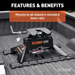 CURT Q20™ 20,000 lb 5th wheel hitch double jaw above-bed rails CURT Q20™ 5th wheel hitch 20K GTW double jaw fixed above-bed rails
