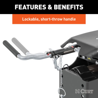 CURT Q20™ 20,000 lb 5th wheel hitch double jaw above-bed rails CURT Q20™ 5th wheel hitch 20K GTW double jaw fixed above-bed rails