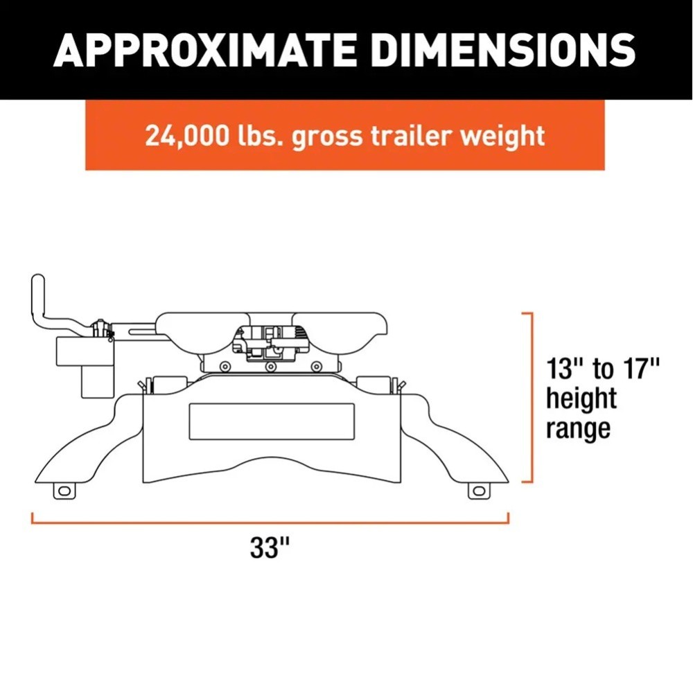 CURT Q24 5th Wheel Hitch 24K GTW Dual Jaw with Spherical Axial Bearing