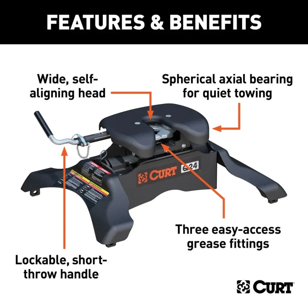 CURT Q24 5th Wheel Hitch 24K GTW Dual Jaw with Spherical Axial Bearing
