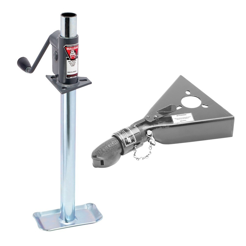 Bulldog 750 lb A-Frame Jack Bundle with Bracket & Collar-Lok Coupler Bulldog 750 lb A-Frame Trailer Jack Bundle with Disc Foot & 5000 lb Collar-Lok Coupler
