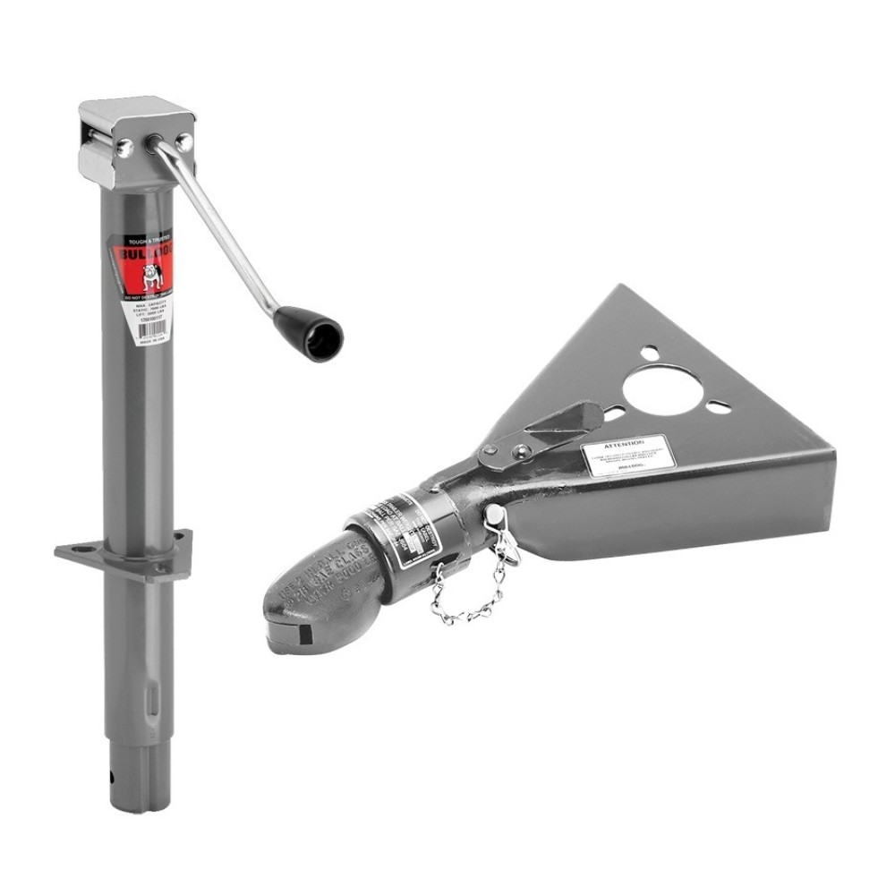 Bulldog 5K A-Frame Trailer Jack 15" Lift Sidewind and 5K Collar-Lok Coupler Bulldog 5K A-Frame Trailer Jack and 5K Collar-Lok Coupler Bundle for 2" Ball