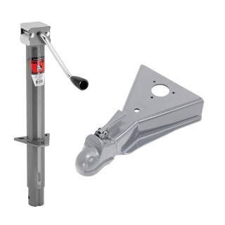 Bulldog A-Frame Jack and Coupler Bundle Bulldog 5K A-Frame Trailer Jack 15 Inch Lift with 15K Wedge-Latch Coupler