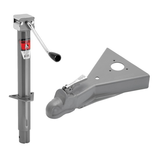 BULLDOG 5K A-Frame Sidewind Trailer Jack and 8K 2" Ball Coupler Bundle Bulldog 5,000 lb A-Frame Sidewind Trailer Jack (15 inch Lift) with 8,000 lb 2" Ball Coupler