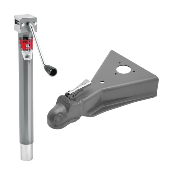 Bulldog 5K A-Frame Trailer Jack & 12.5K Cast Head Coupler Bundle Bulldog 5K A-Frame Trailer Jack Sidewind 15" Lift and 12.5K Cast Head Coupler for 2-5/16" Ball - Trailer Accessories Bundle
