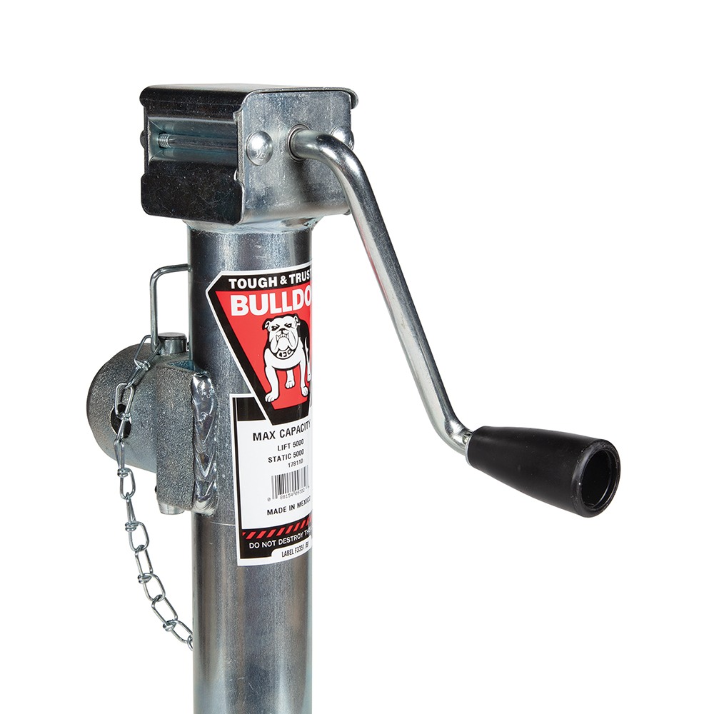 Bulldog 5,000 lb Sidewind Pipe Mount Swivel Jack – 15 Inch Lift Bulldog 5K Pipe Mount Swivel Trailer Jack with Sidewind Handle and 15" Lift