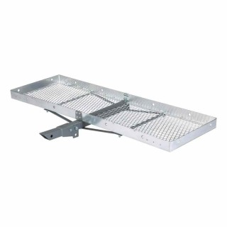 CURT Folding Hitch Carrier 60"x20" with Net and 5/8" Hitch Lock for 2" Receiver CURT 60x20 Aluminum Hitch Cargo Carrier with Elastic Net and Hitch Lock