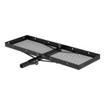 CURT 60" folding hitch cargo carrier bundle with cargo net 500 lb cap CURT 60x20 folding hitch cargo carrier with elastic net – 500 lb capacity