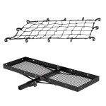 CURT 60" folding hitch cargo carrier bundle with cargo net 500 lb cap CURT 60x20 folding hitch cargo carrier with elastic net – 500 lb capacity