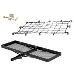 CURT hitch cargo carrier folding tray with net and anti-rattle pin for 2-inch receiver CURT 60x20 folding hitch cargo carrier kit with elastic net and anti-rattle pin