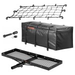 CURT trailer hitch cargo carrier kit with folding tray, bag, net, and lock for 2-inch receiver CURT 60x20 folding hitch cargo carrier kit with bag, net, and locking hitch pin