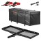CURT Folding Hitch Cargo Carrier 60x20 + Weather-Resistant Bag + Straps + Lock, 500 lb CURT 60x20 folding hitch cargo carrier bundle with waterproof bag, straps & hitch lock – 500 lb capacity