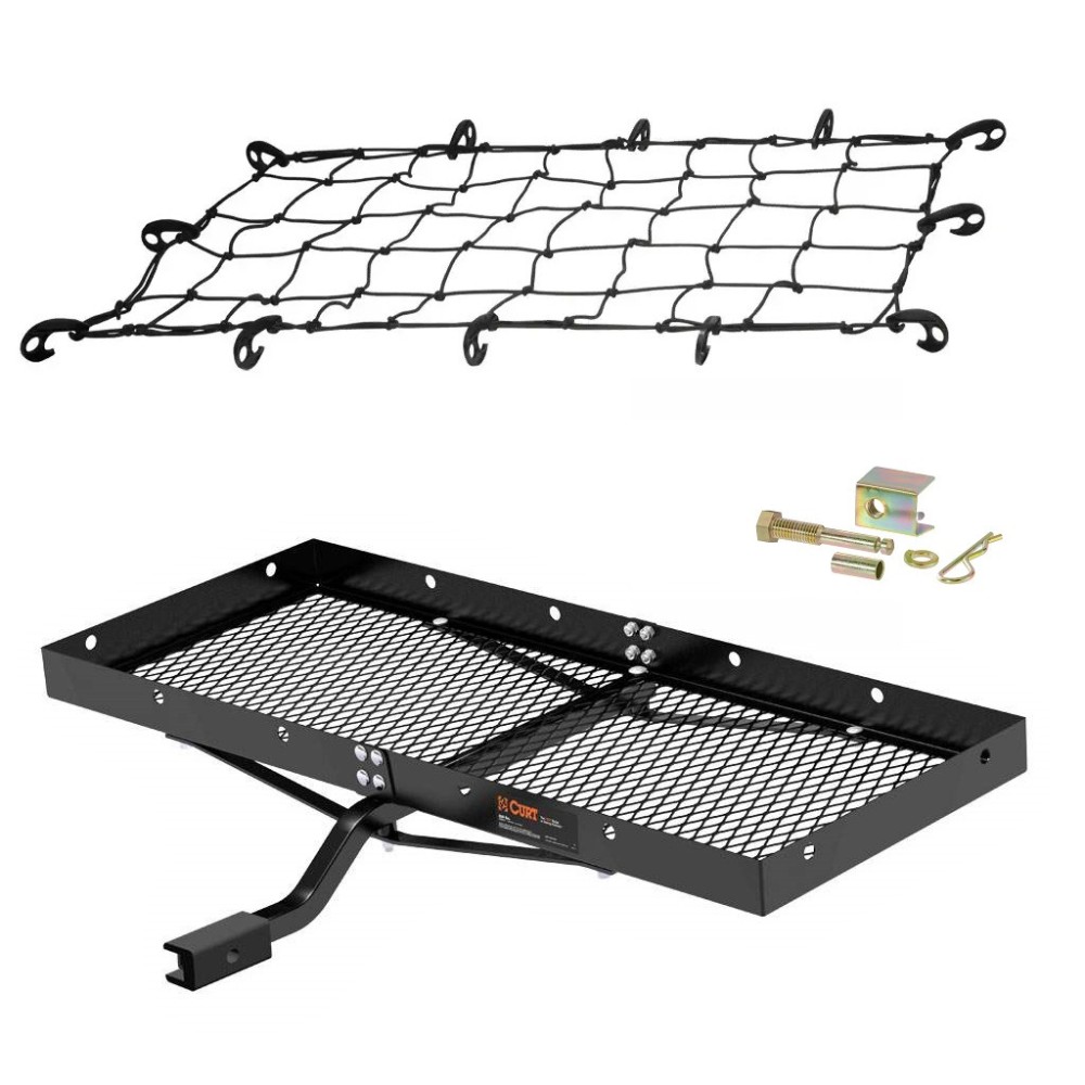CURT 48 x 20 Tray Hitch Cargo Carrier with Net and Anti-Rattle Pin